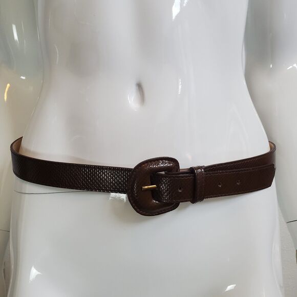 Vintage 90's Jones New York Brown Snakeskin Belt - Picture 1 of 9